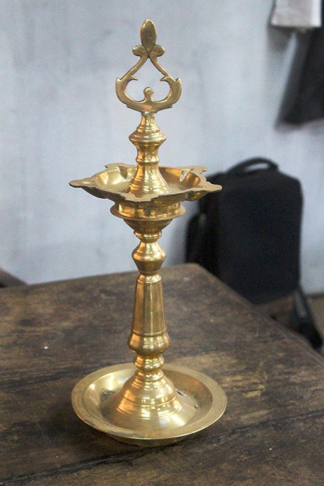 Nachiarkoil brass lamp detail