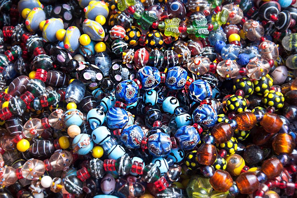 Varanasi glass beads close-up 2