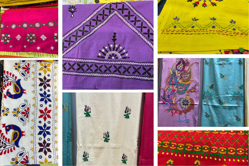 Collage of Kathiawad embroidery products