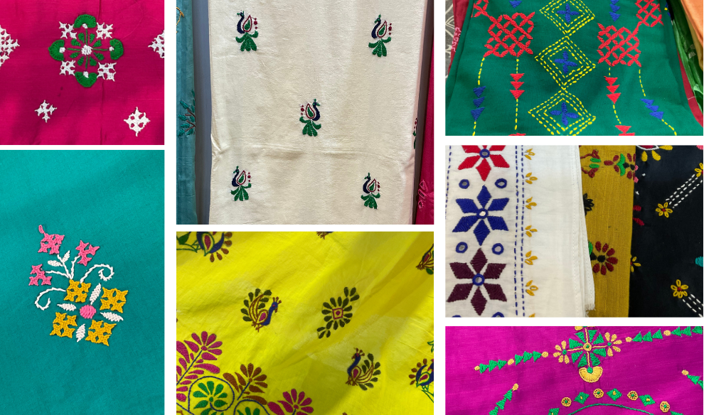 Collage of Kutch embroidery products