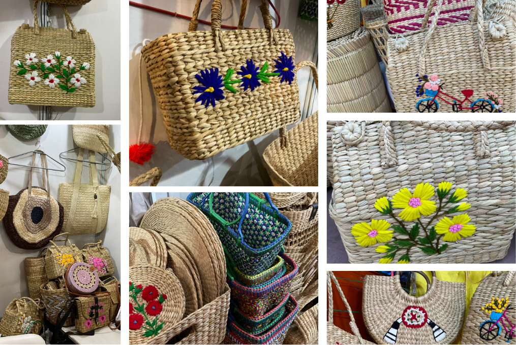 Collage of Kauna grass Shengao products from Manipur