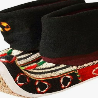 Thigma resist-dyed wool textile detail 1