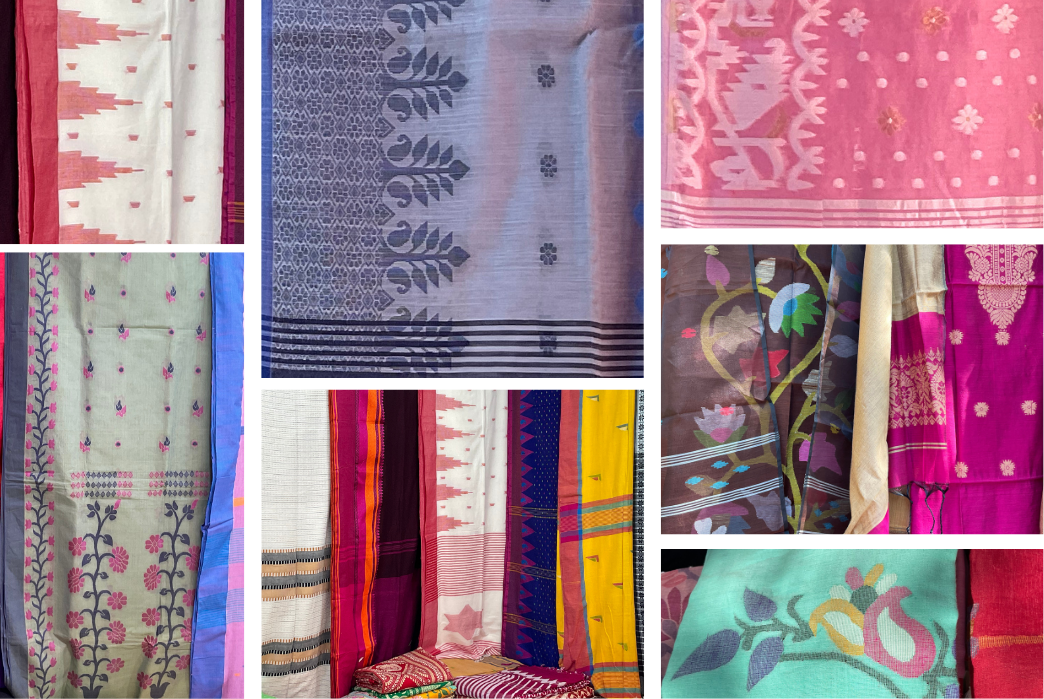 Collage of Jamdani weaving products